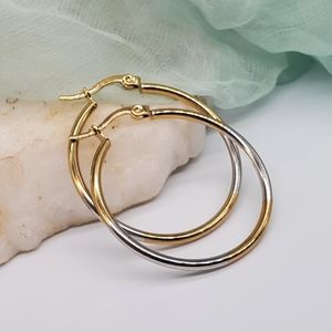 Silver Gold Hoops Earrings Studs 14k Gold plated Hypoallergenic Jewelry